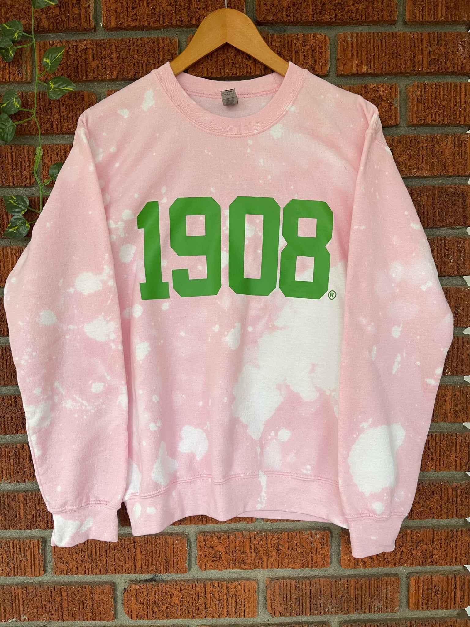 The "Misty" Ballerina Pink 1908 Hand Dyed Sweatshirt - ccldesignsusa - AKA Alpha Kappa Alpha Pink and Green handmade hand bleach tie dye