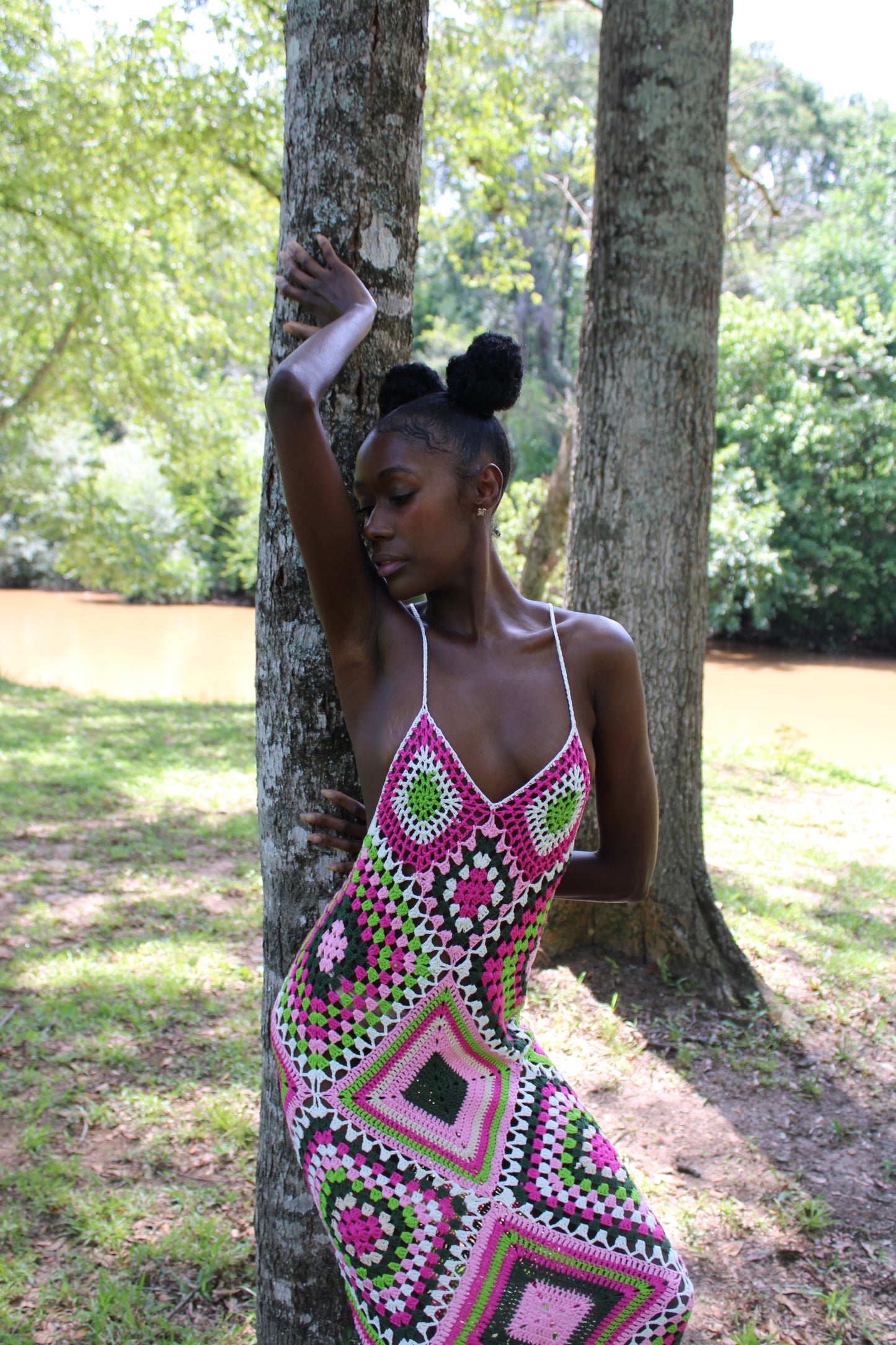 The "Enchanted Garden" Crochet Dress - ccldesignsusa - AKA Alpha Kappa Alpha Pink and Green