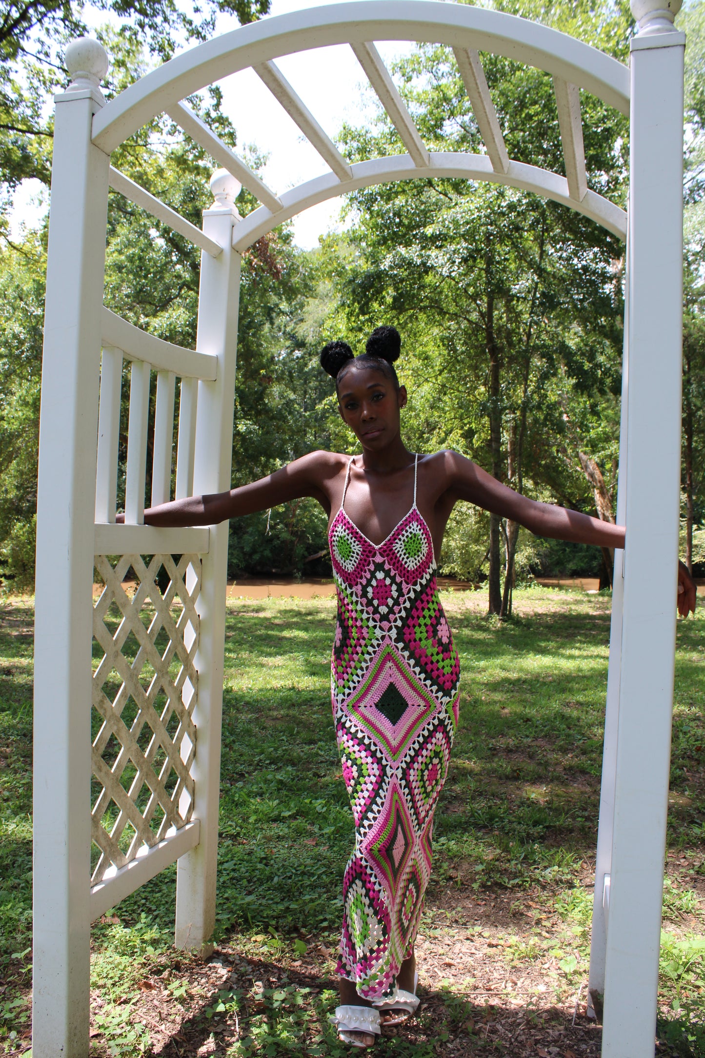 The "Enchanted Garden" Crochet Dress - ccldesignsusa - AKA Alpha Kappa Alpha Pink and Green