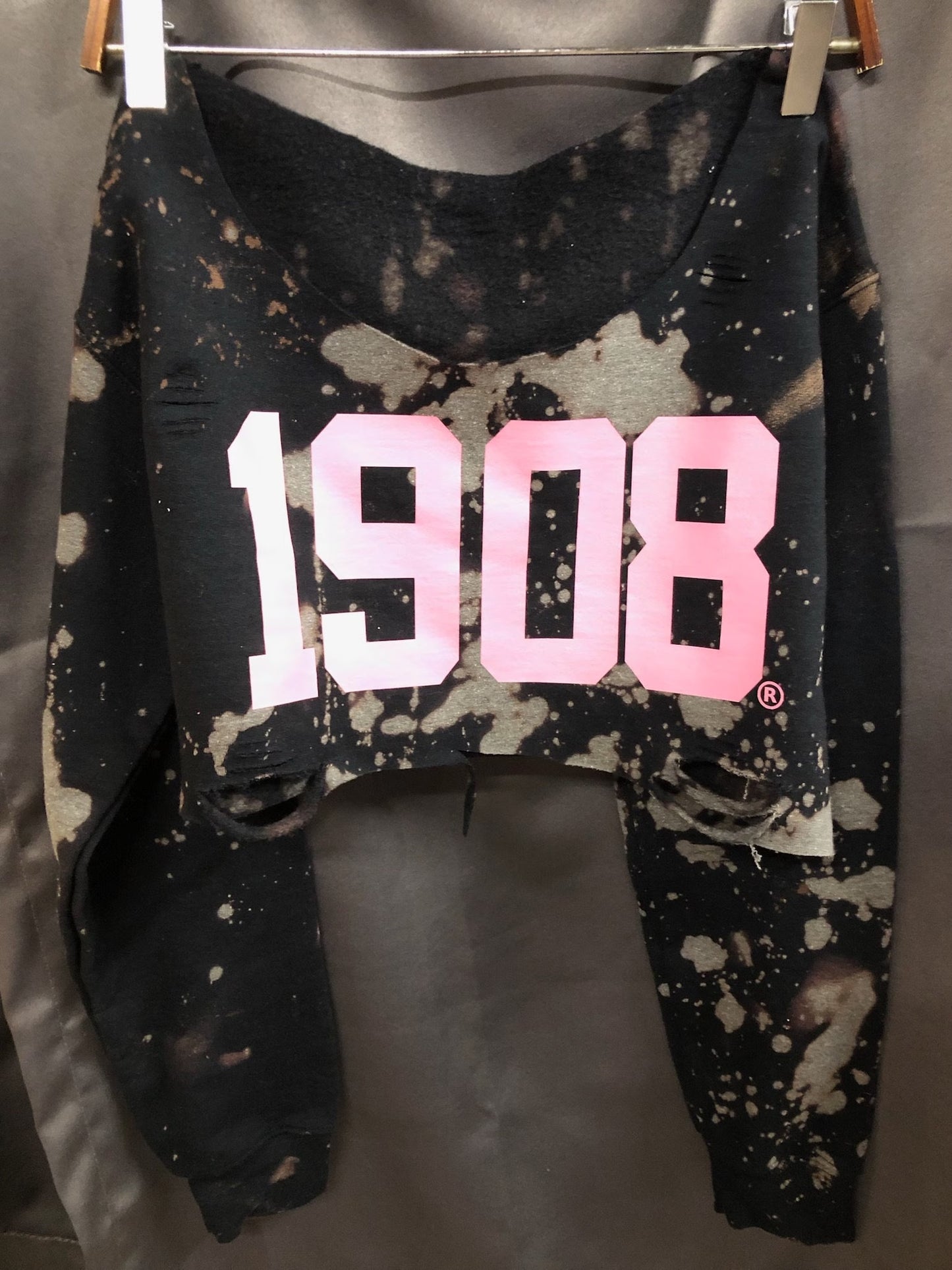 The Handmade 1908 Black Classic Crew - ccldesignsusa - AKA Alpha Kappa Alpha Pink and Green handmade hand bleach tie dye