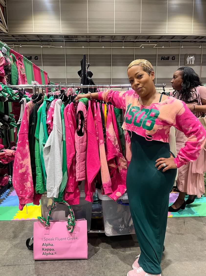 "I Pink, Therefore I Am" Classic 1908 Hand Dyed Sweatshirt - ccldesignsusa -AKA Alpha Kappa Alpha Pink and Green handmade hand bleach tie dye