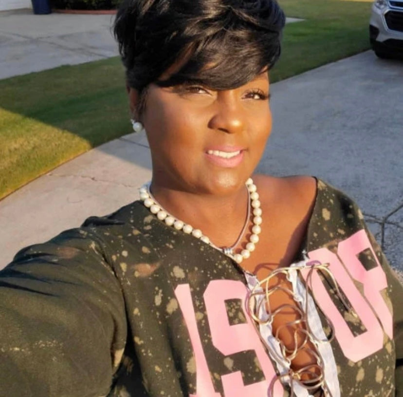 The Signature "Girls Night Out" Forest 1908 Stonewash Off-Shoulder Corset Sweatshirt - ccldesignsusa - AKA Alpha Kappa Alpha Pink and Green handmade hand bleach tie dye