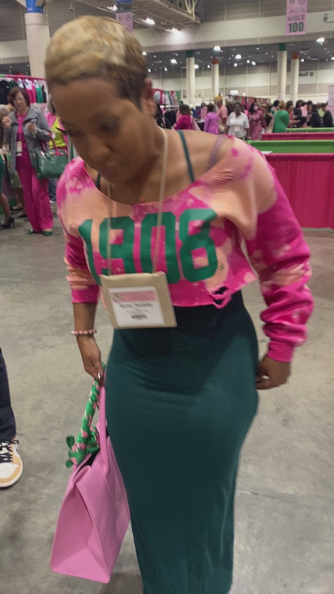 "I Pink, Therefore I Am" Classis 1908 Hand Dyed Sweatshirt - ccldesigns - AKA Alpha Kappa Alpha Pink and Green handmade hand bleach tie dye