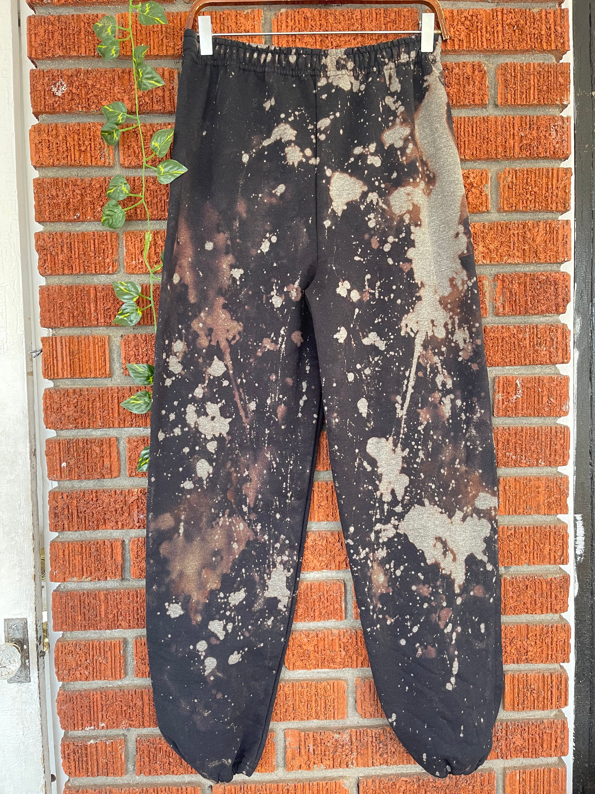 Handmade Drawstring Cuffed Bleached Classic Style Sweat Pants or Sweat Shorts - Black - ccldesignsusa