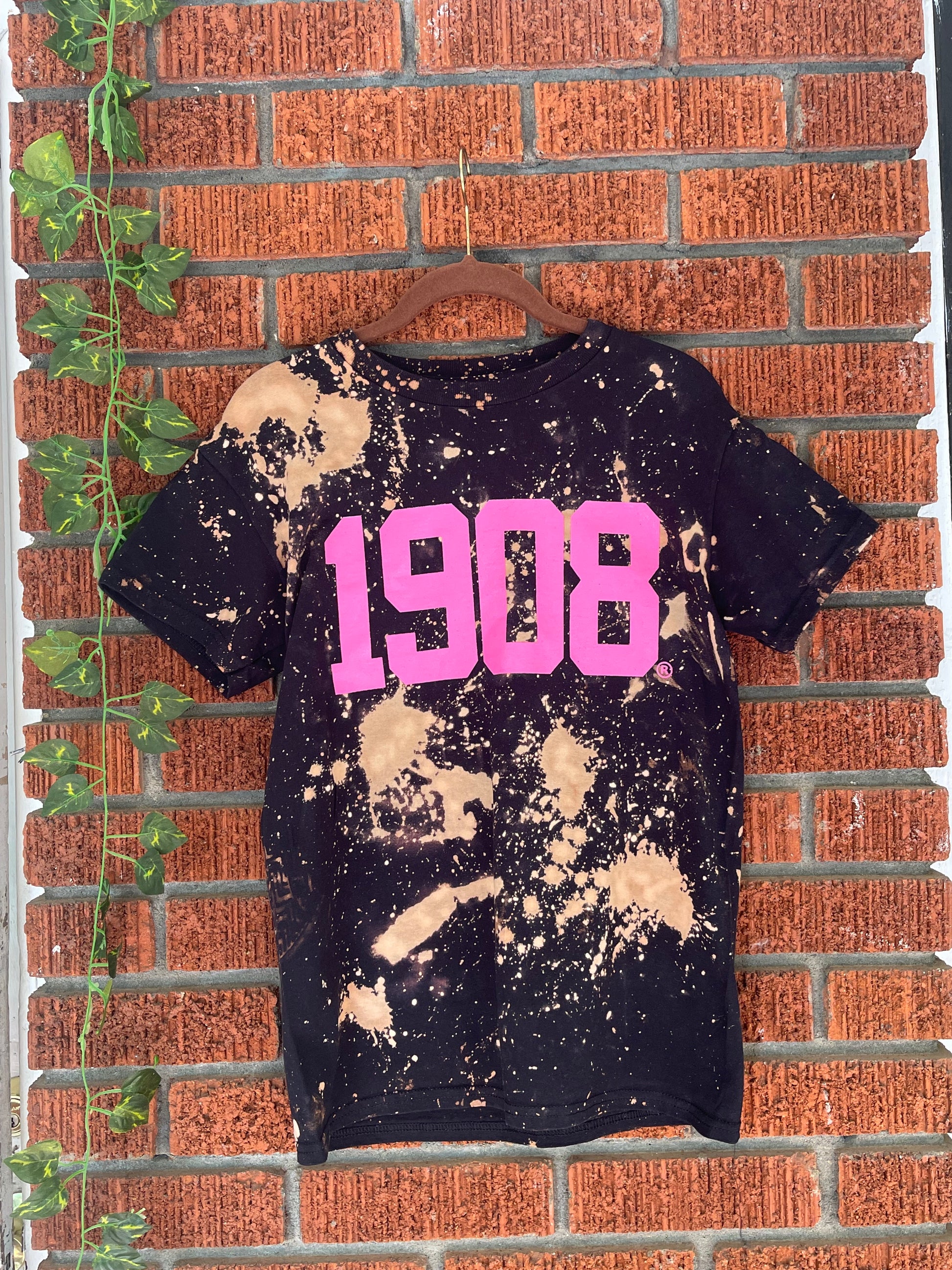 The Black 1908 Classic Tee - ccldesignsusa - AKA Alpha Kappa Alpha Pink and Green handmade hand bleach tie dye