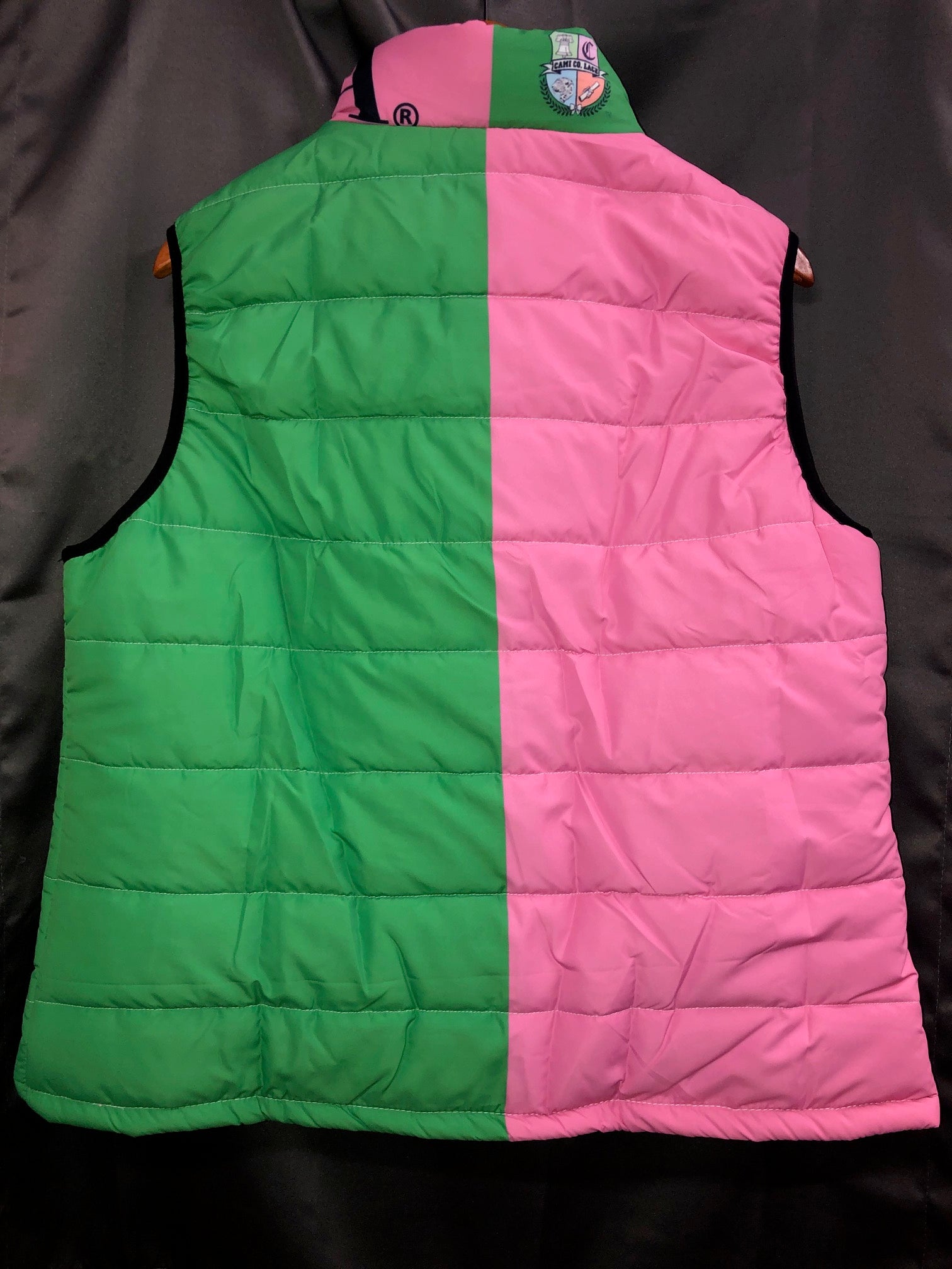 The AKA Pink Green Puffer Vest - ccldesignsusa - AKA Alpha Kappa Alpha Pink and Green