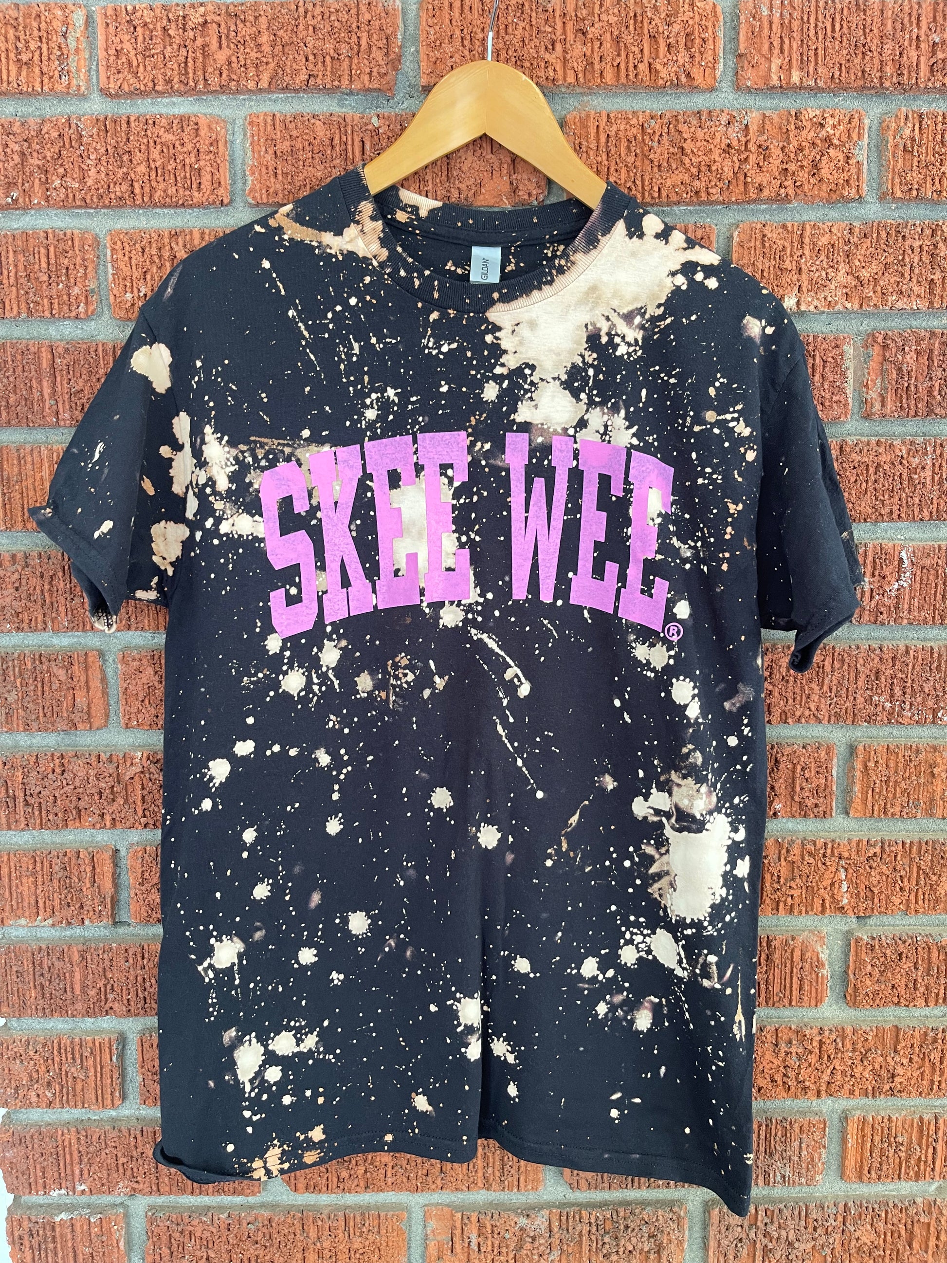 The Black Skee Wee Crew Neck T-shirt - [CCL Designs] - AKA Alpha Kappa Alpha Pink and Green handmade hand bleach tie dye