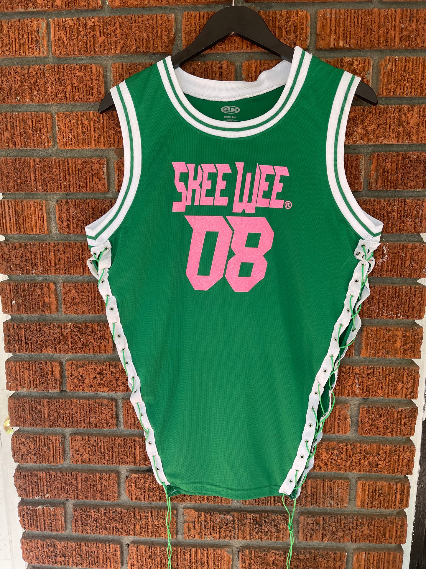 The Hot Pink Skee Wee 08 Green Jersey Dress - [CCL Designs] - AKA Alpha Kappa Alpha Pink and Green handmade